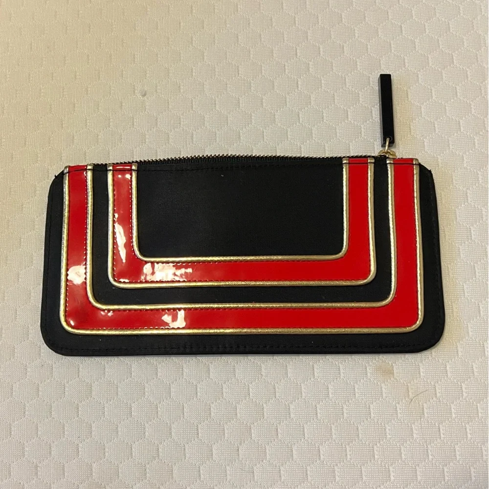M·A·C Black Red Gold Zipper Makeup Bag / Cosmetic Case